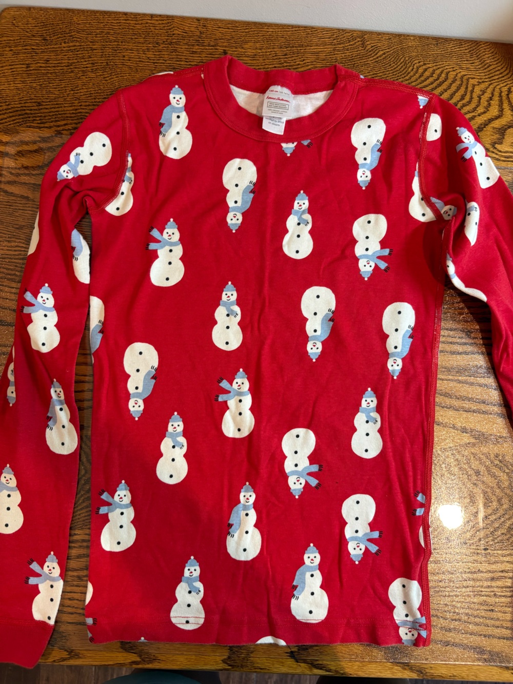 Hanna Andersson Red Snowman Print Pajama Top